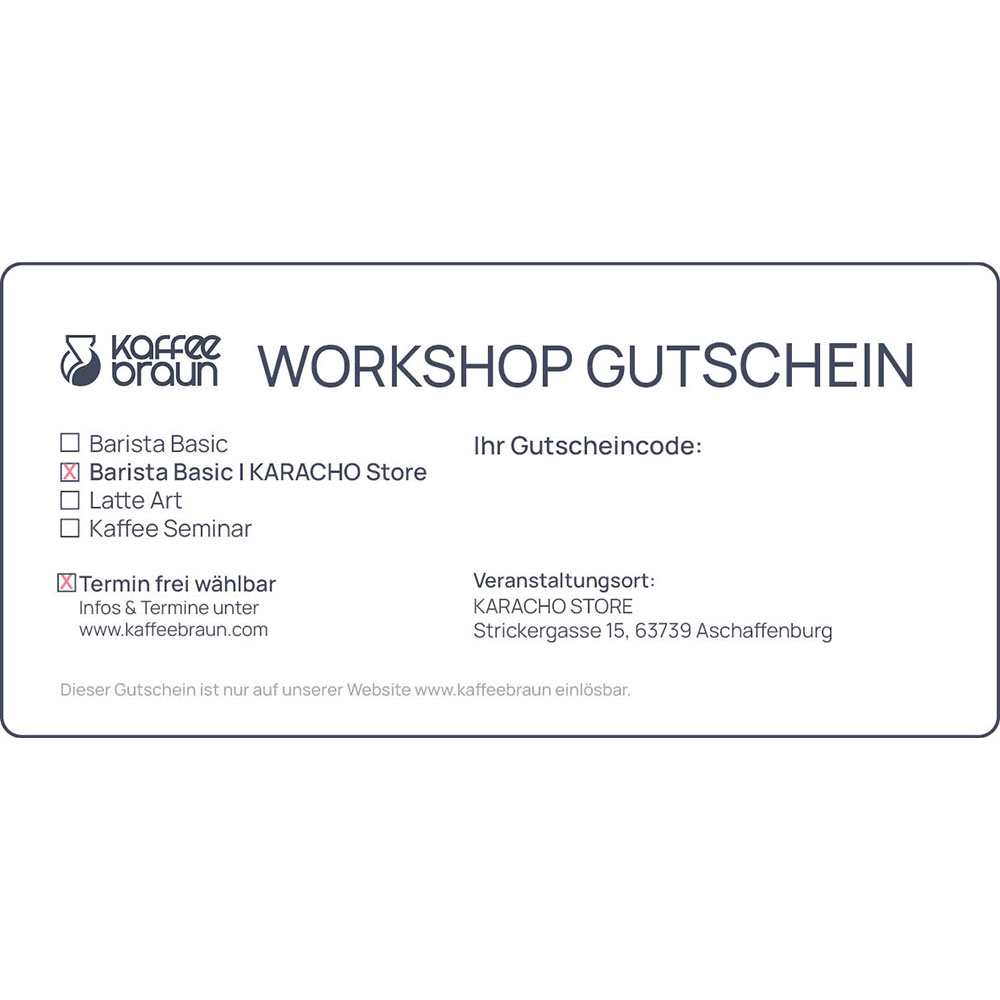 Workshopgutschein Barista Basic im Karacho Store Workshopgutschein Barista Basic im Karacho Store