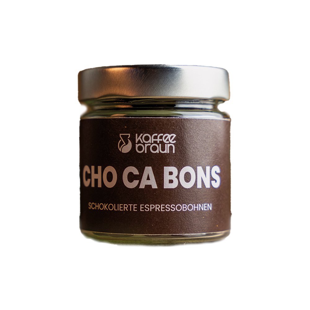 Cho Ca Bons - Schokolierte Espressobohnen im Glas Cho Ca Bons - Schokolierte Espressobohnen im Glas