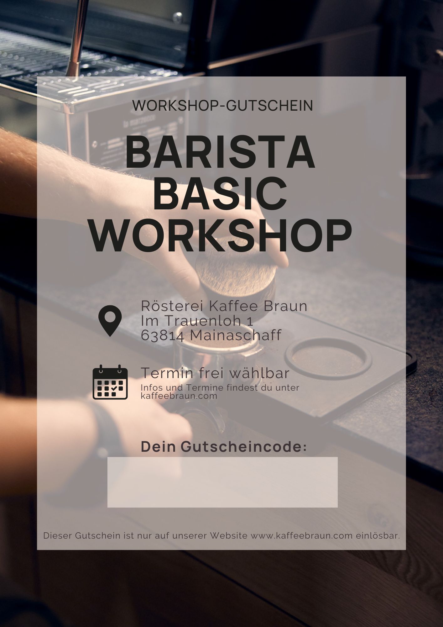 Gutschein für einen Barista Basic Workshop