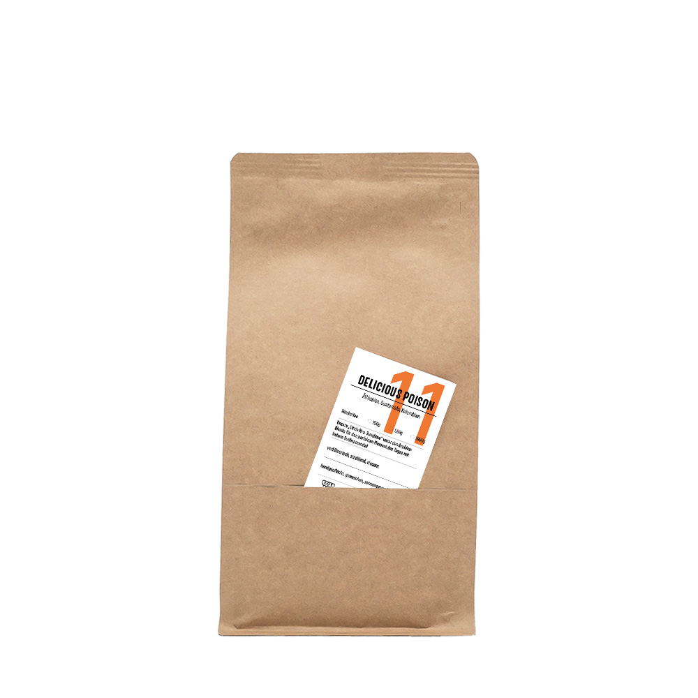 Kaffee Delicious Poison brauner Flachbodenbeutel mit Einsteckkarte - Kaffee Delicious Poison