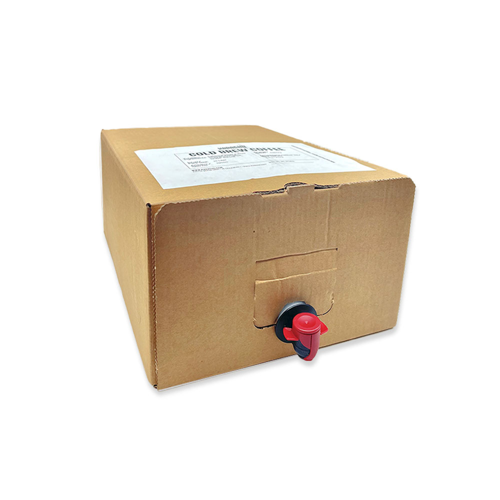 braune Bag in box aus Karton mit rotem VITOP Auslass
