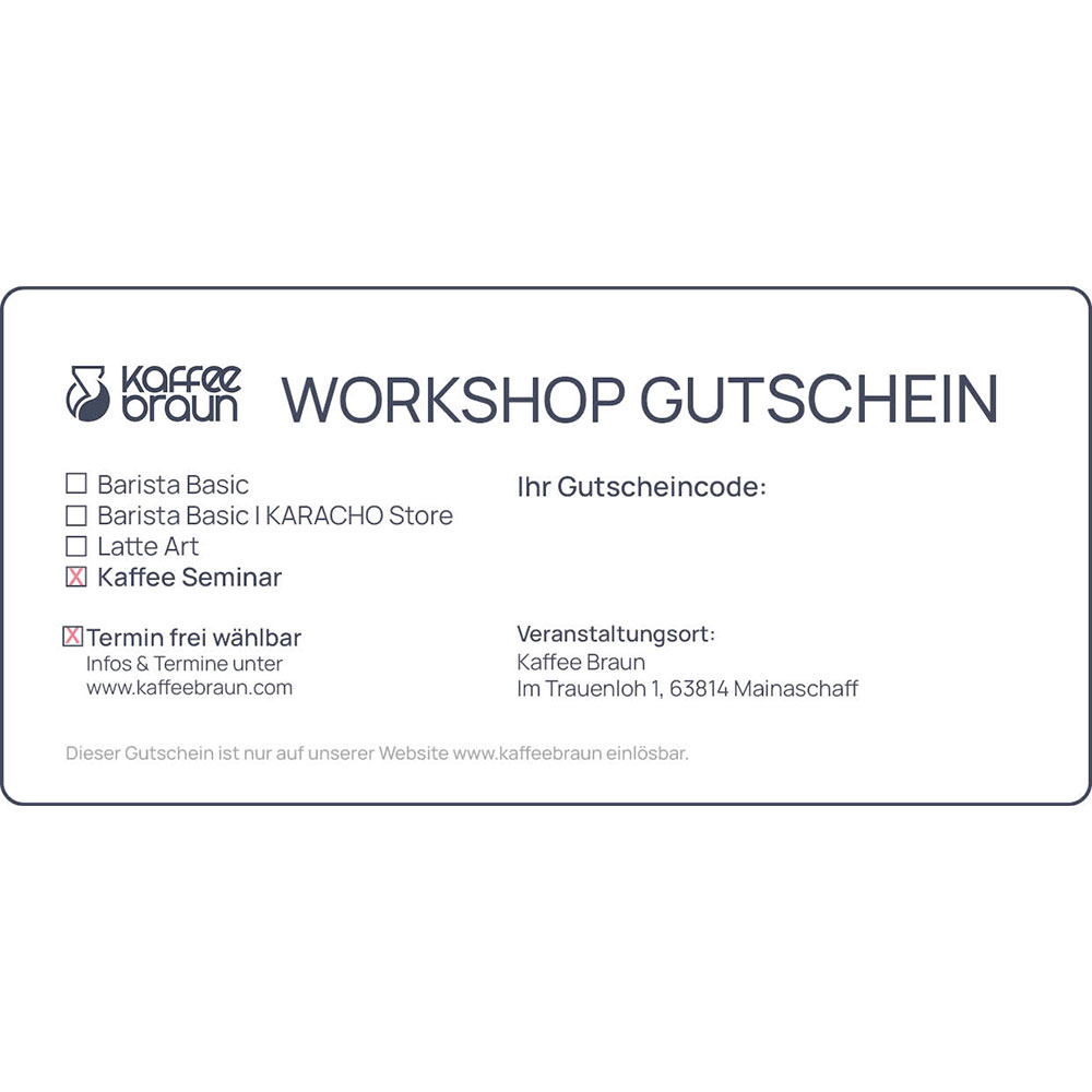 Workshopgutschein Kaffeeseminar Workshopgutschein Kaffeeseminar