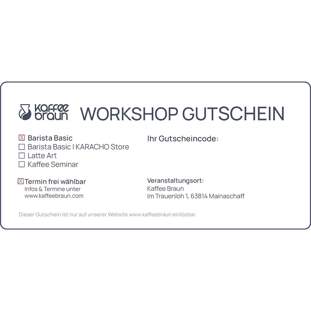 Workshopgutschein Barista Basic Workshopgutschein Barista Basic
