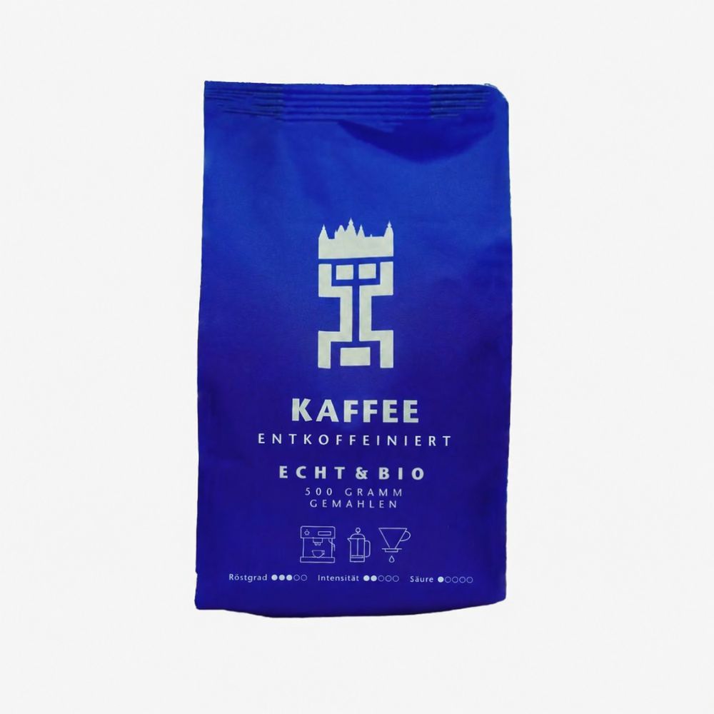 front blauer Stabiloseal Beutel, Aschaffenburger Partnerkaffee Kaffee entkoffeiniert