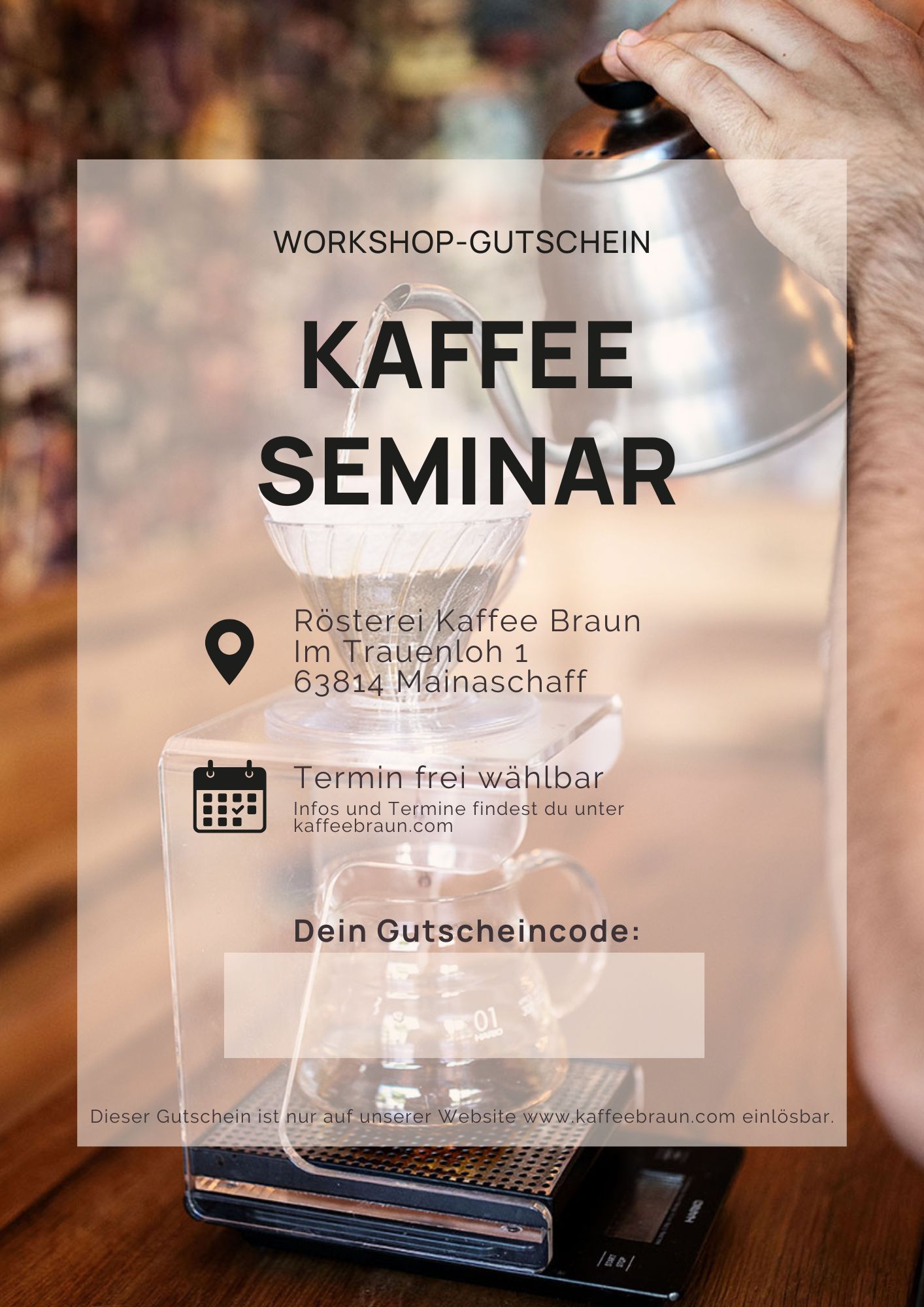 Gutschein für ein Kaffee Seminar