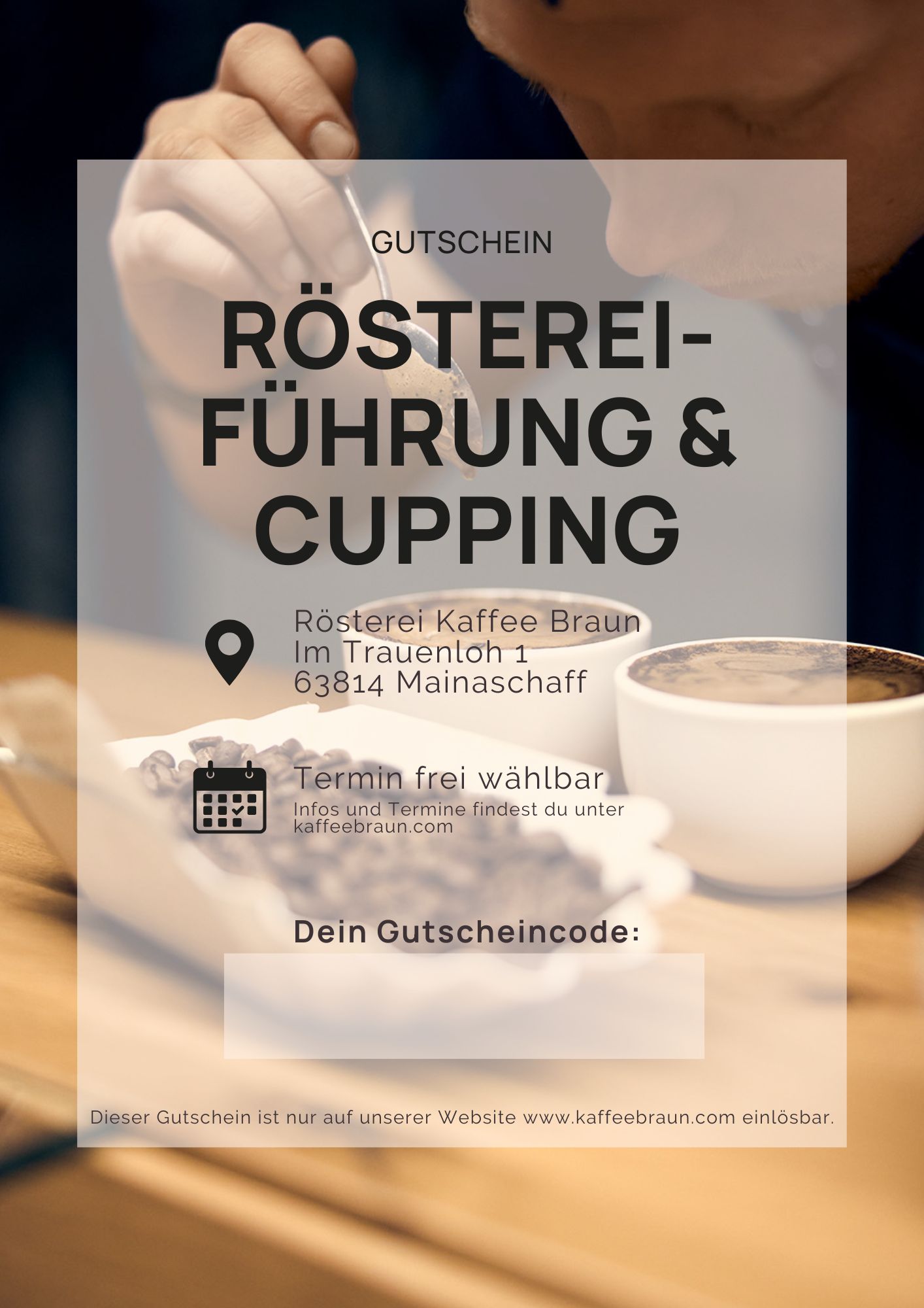 Gutschein für eine Röstereiführung & Cupping