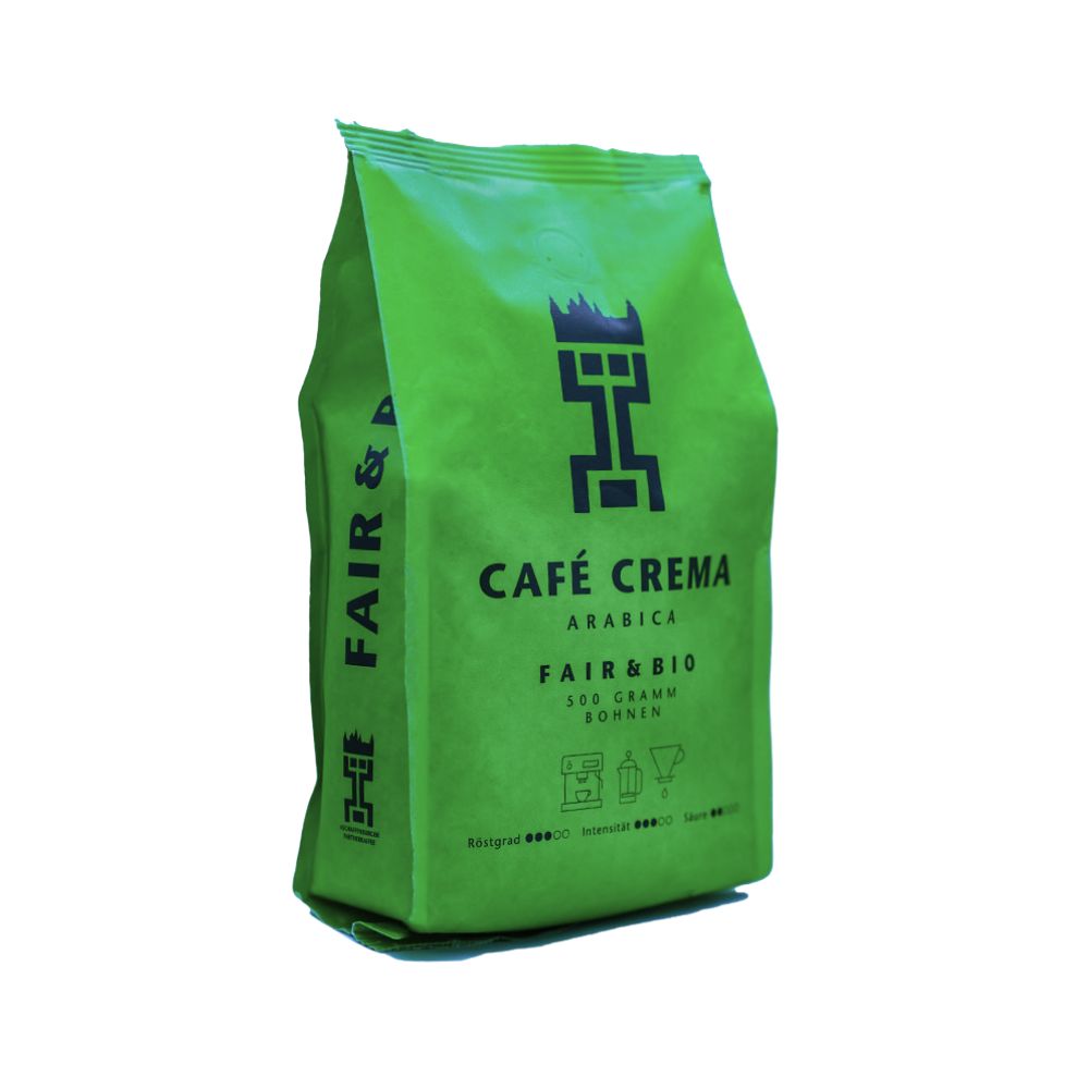 Seite Aschaffenburger Partnerkaffee Kaffee Crema Seite grüner Stabiloseal Beutel, Aschaffenburger Partnerkaffee Kaffee Crema